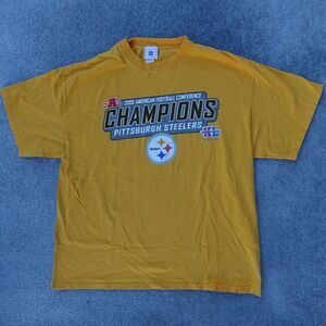 NFL Brand Shirt Men's XL Yellow Pittsburgh Steelers AFC Champions Superbowl 2006